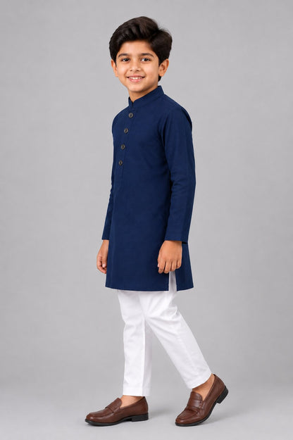 Kids Navy Blue Kurta Pajama Set