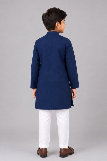 Kids Navy Blue Kurta Pajama Set
