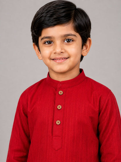 Kids Red Kurta Pajama Set