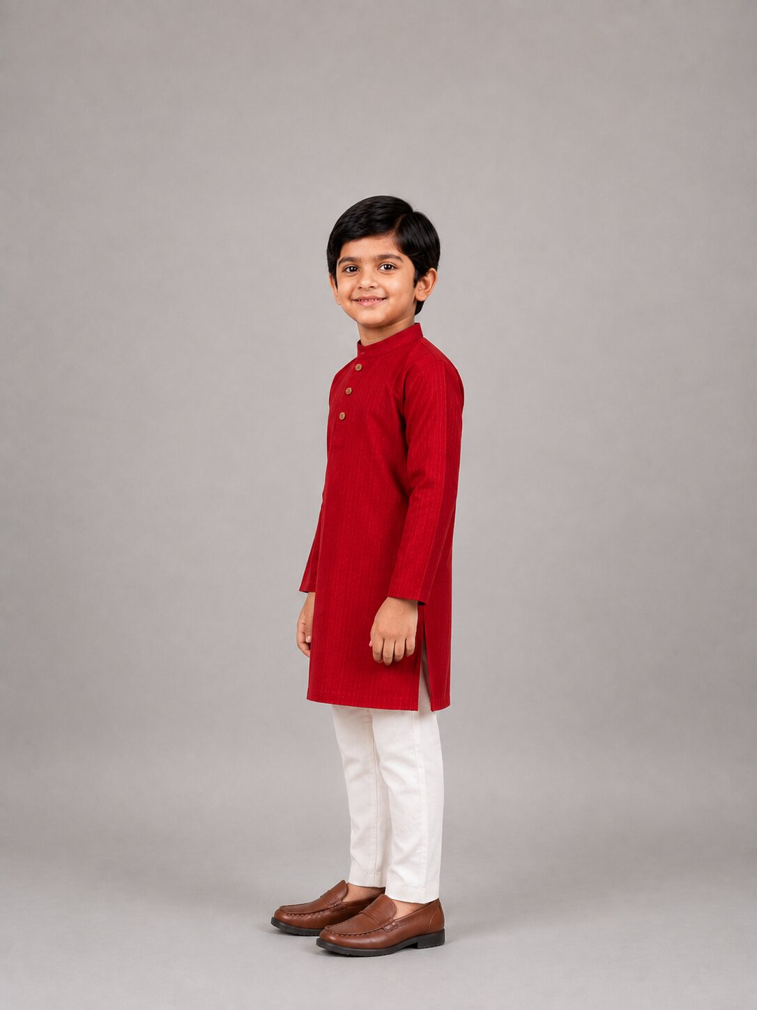 Kids Red Kurta Pajama Set