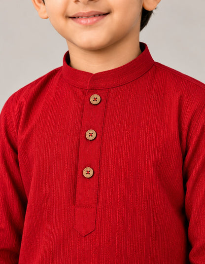 Kids Red Kurta Pajama Set