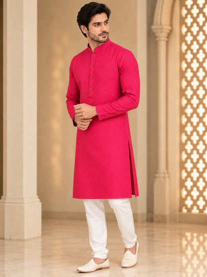 Men's Rani Textured Kurta Pyjama Set