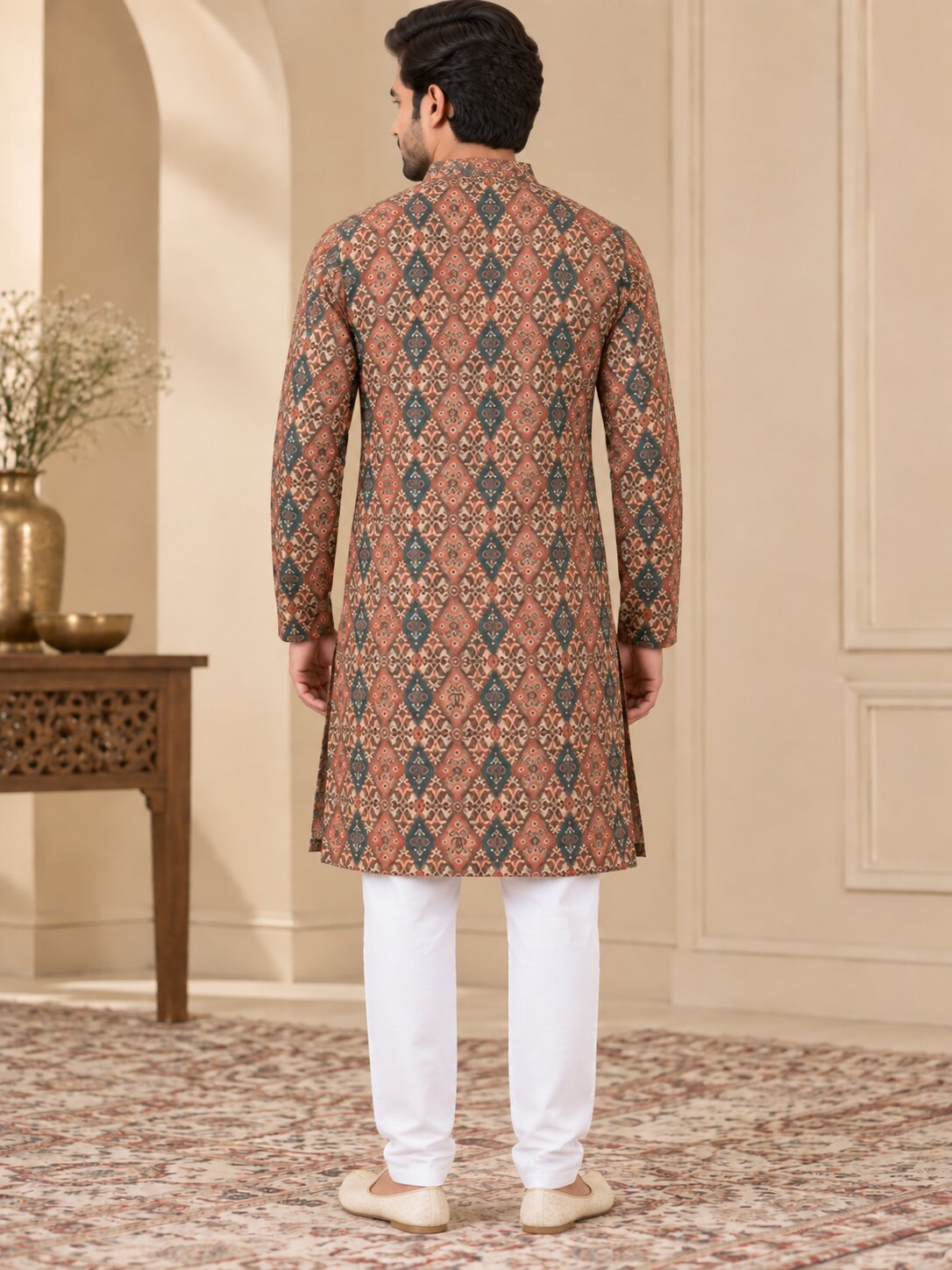 Men's Multicolour Printed Kurta Pyjama Set