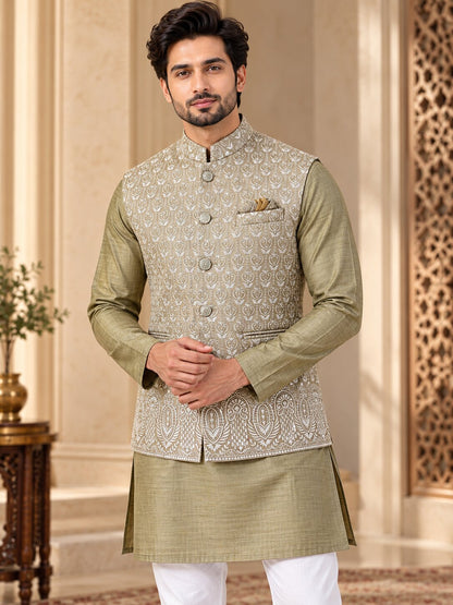 Men's Fawn Printed Nehru Jacket