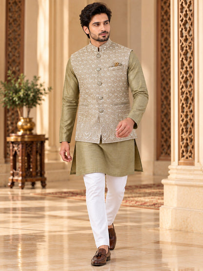 Men's Fawn Printed Nehru Jacket