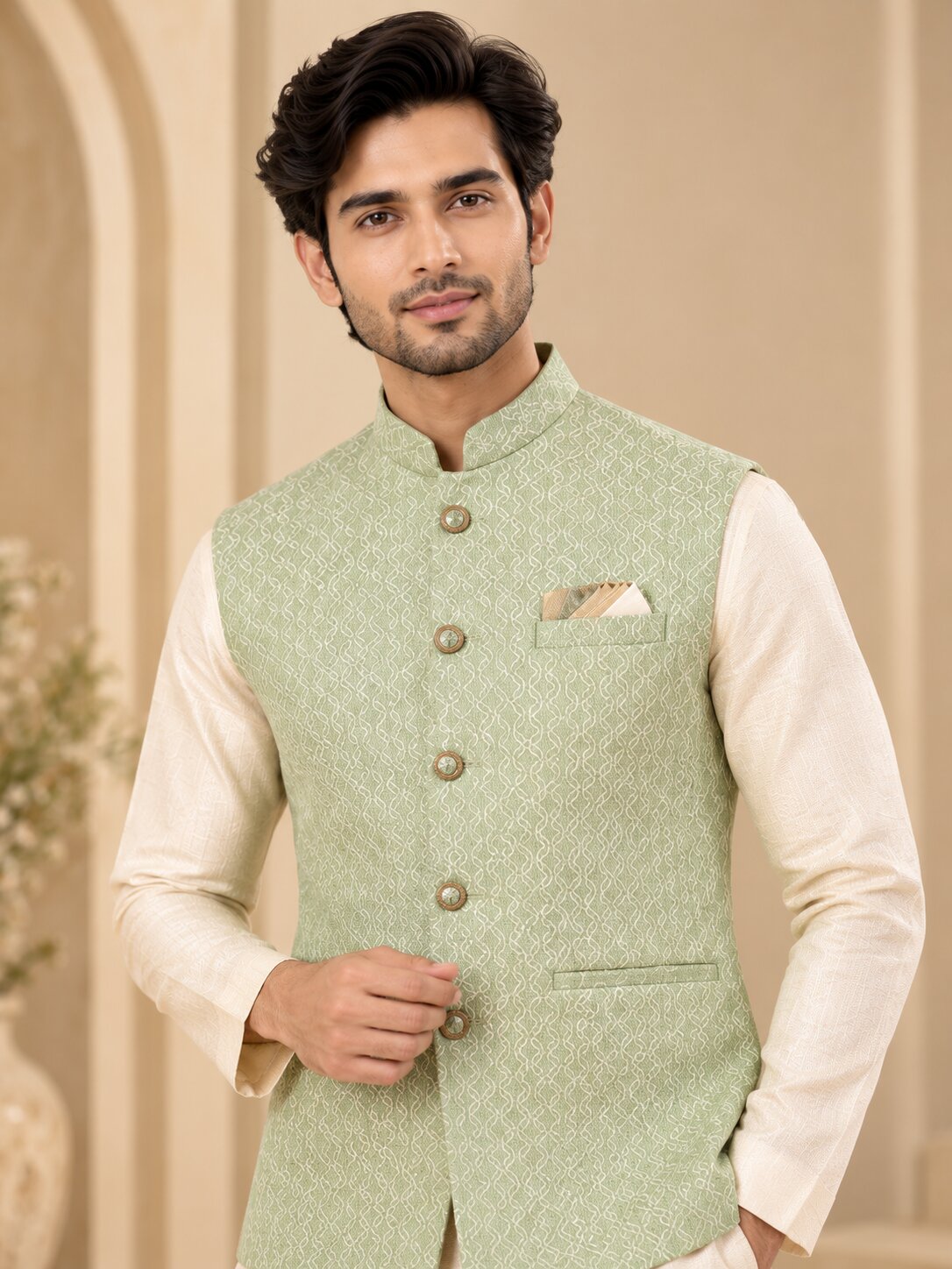 Men's Pista Textured Nehru Jacket