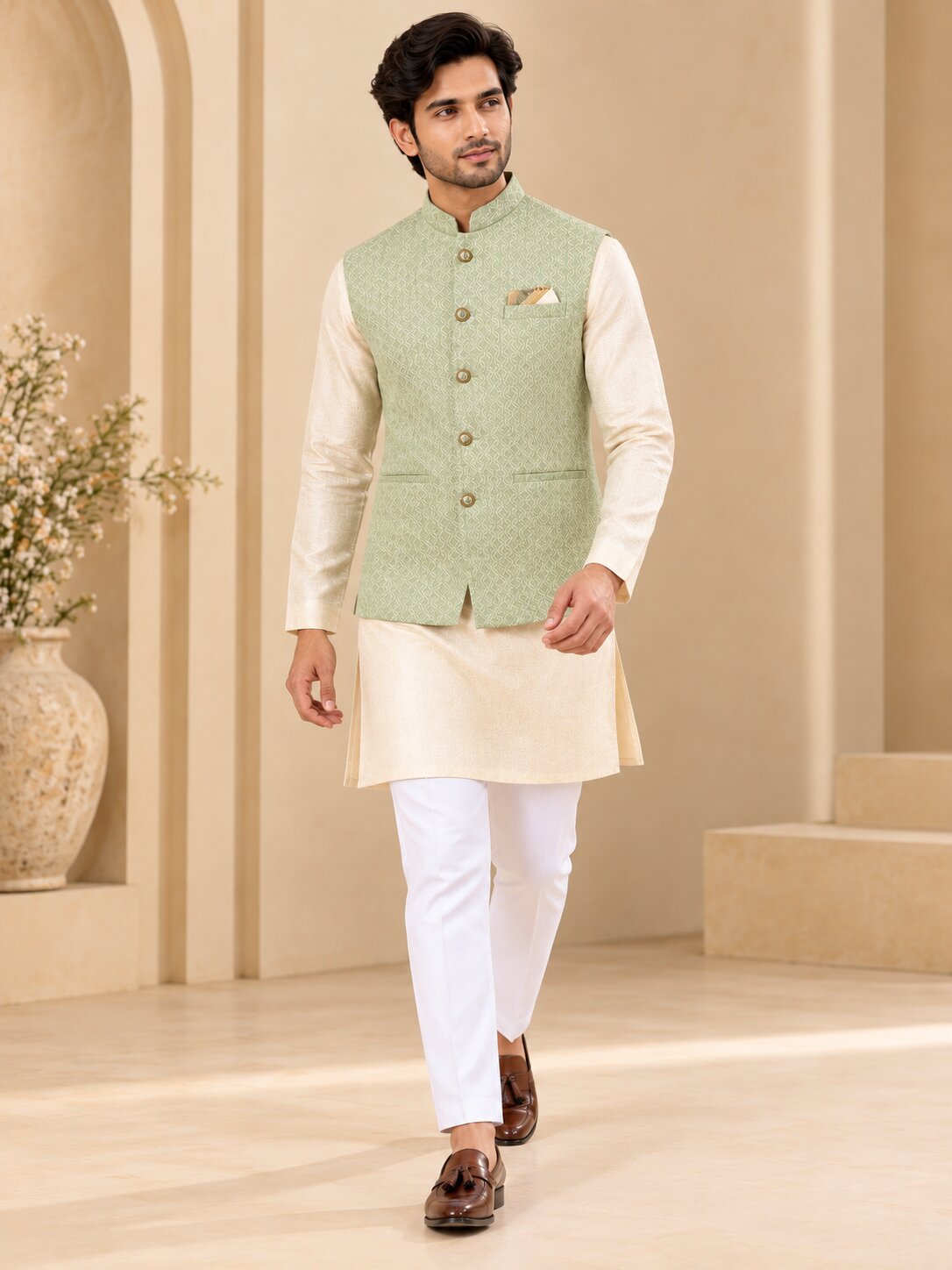 Men's Pista Textured Nehru Jacket
