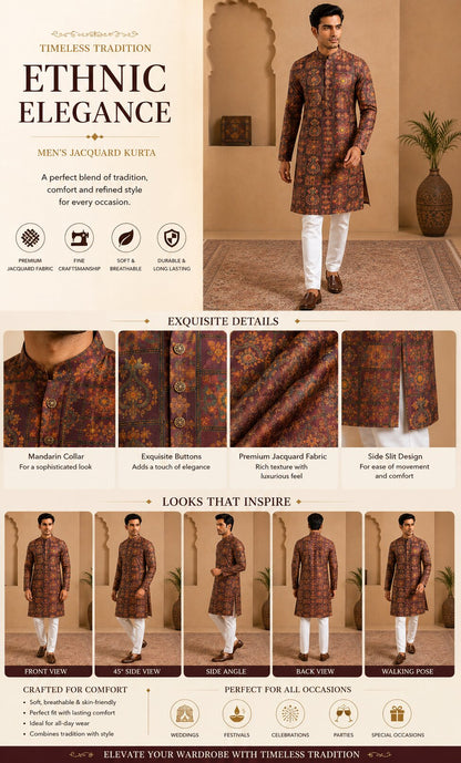 Men's Light Purple Printed Kurta Pyjama Set