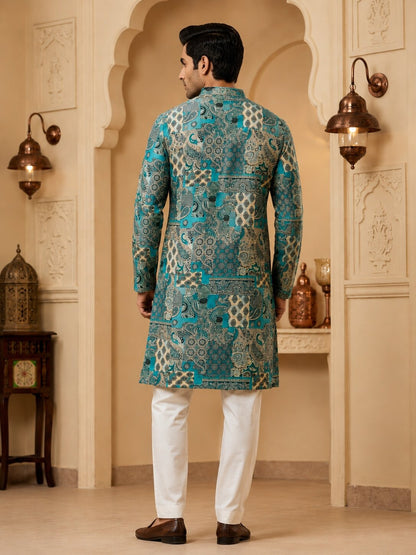 Firozi Printed Kurta Set for Men