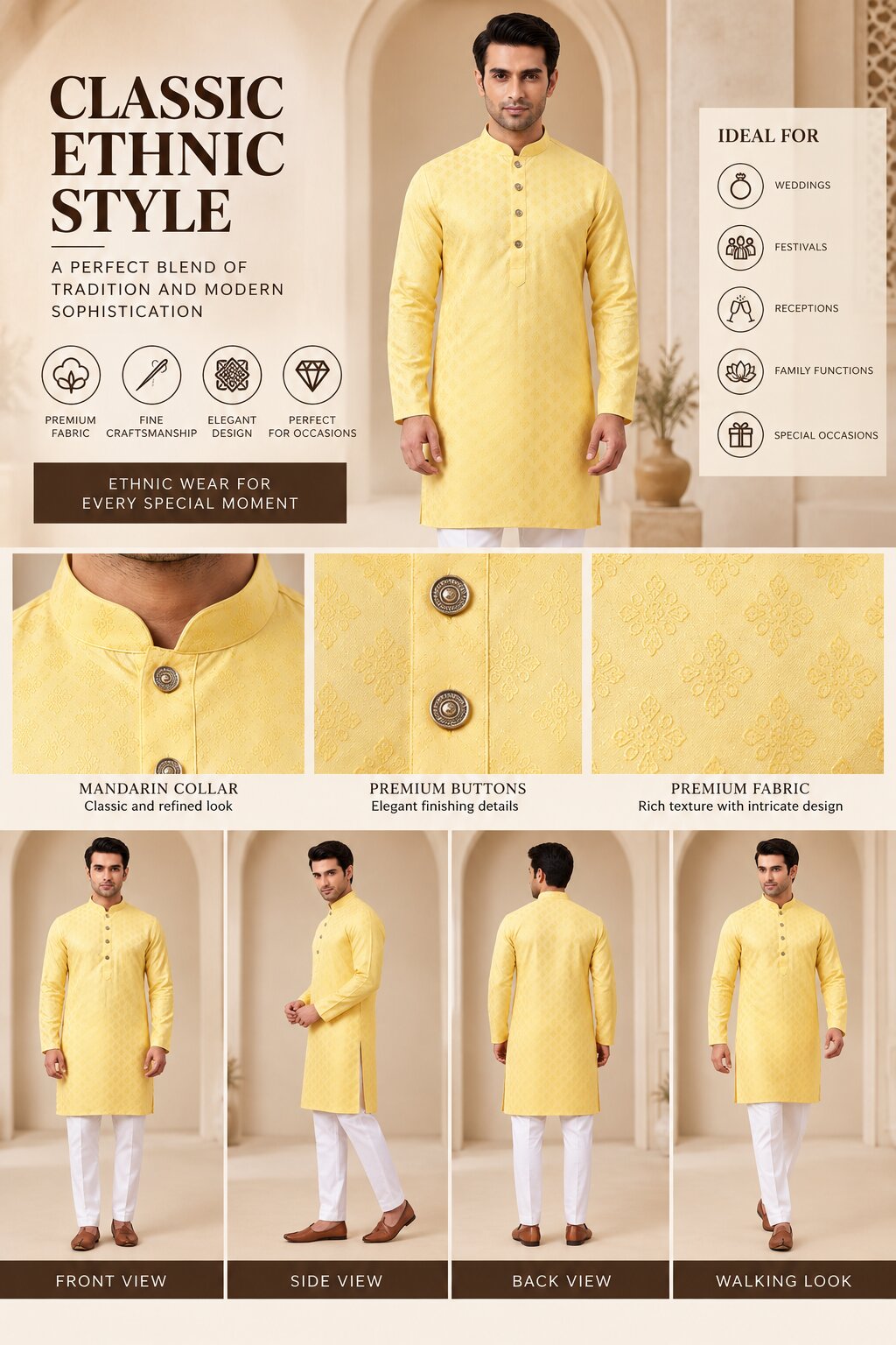 Yellow Kurta Pajama for Men