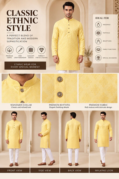Yellow Kurta Pajama for Men