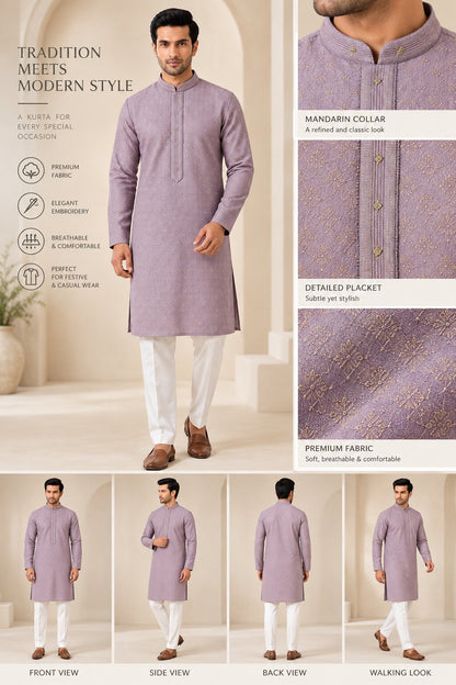 Men’s Light Purple Kurta Pajama