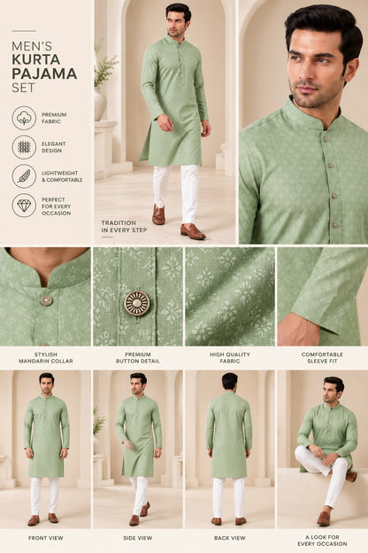 Pista Green Kurta Pajama for Men