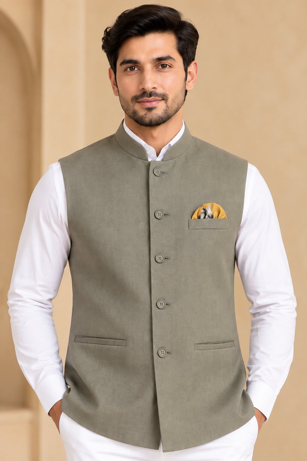 Men’s Grey Nehru Jacket Bundi