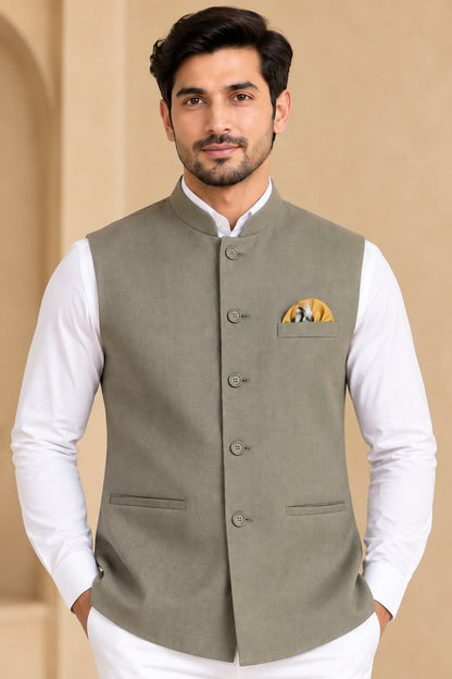 Men’s Grey Nehru Jacket Bundi