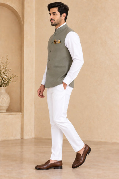 Men’s Grey Nehru Jacket Bundi