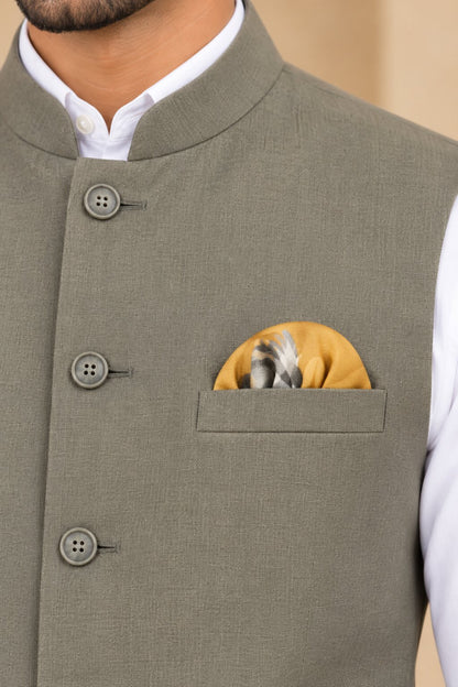 Men’s Grey Nehru Jacket Bundi