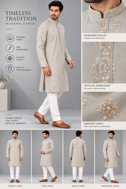 Light Peach Kurta Pajama for Men