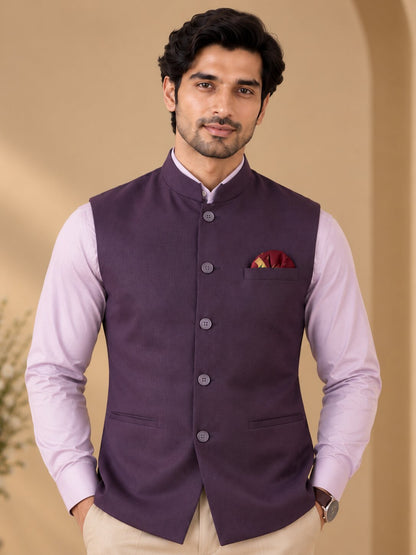 Men’s Purple Nehru Jacket Bundi