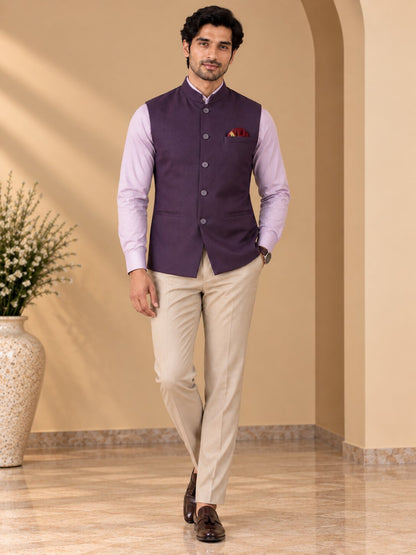 Men’s Purple Nehru Jacket Bundi