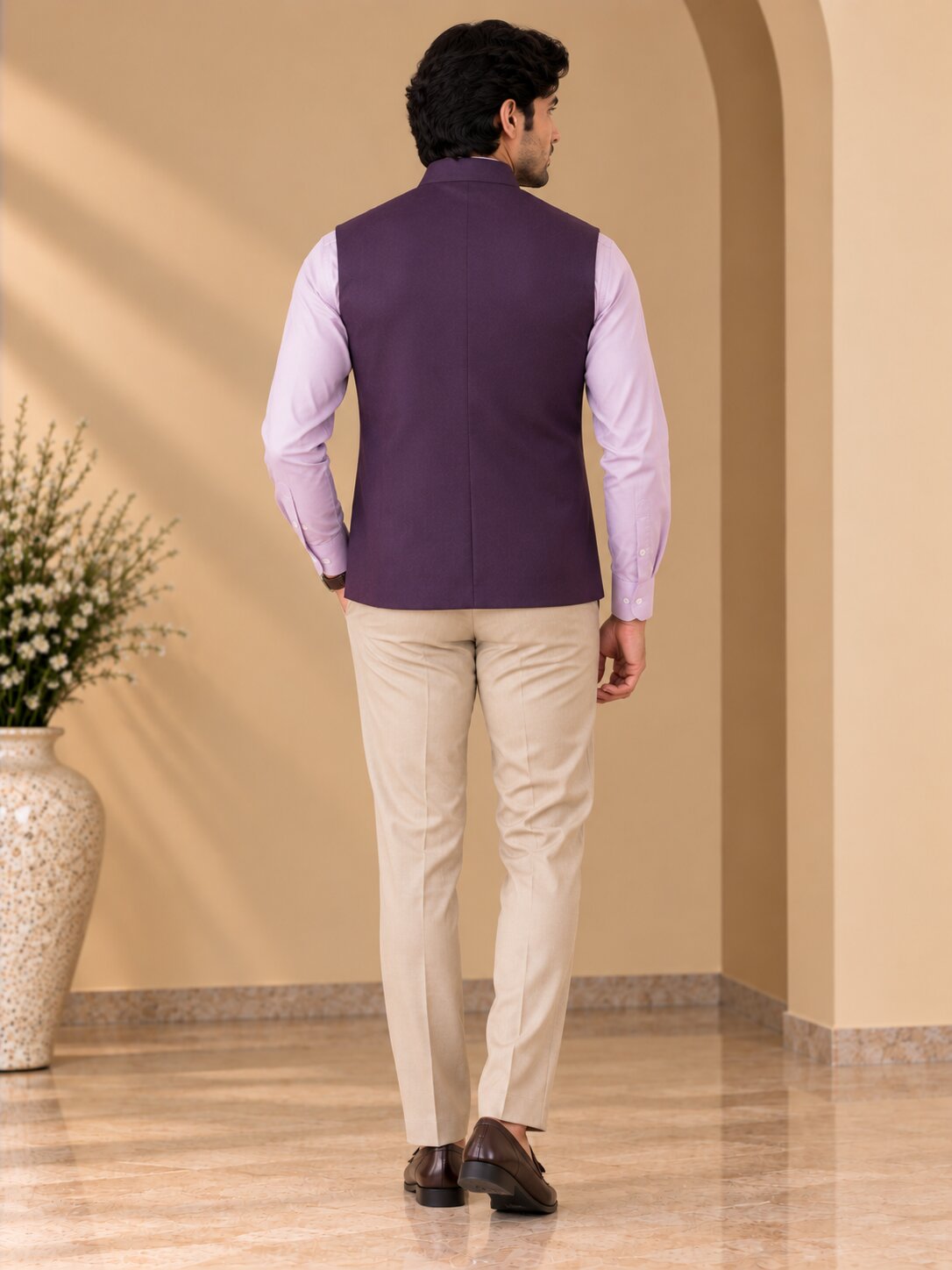 Men’s Purple Nehru Jacket Bundi