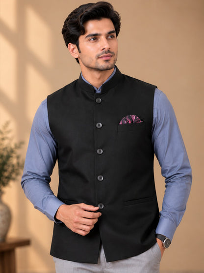 Men’s Black Nehru Jacket Bundi