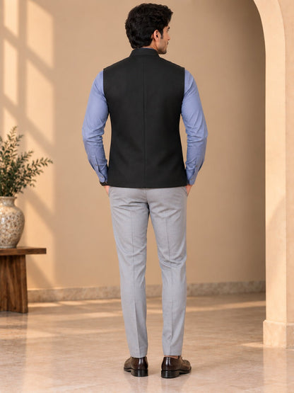 Men’s Black Nehru Jacket Bundi