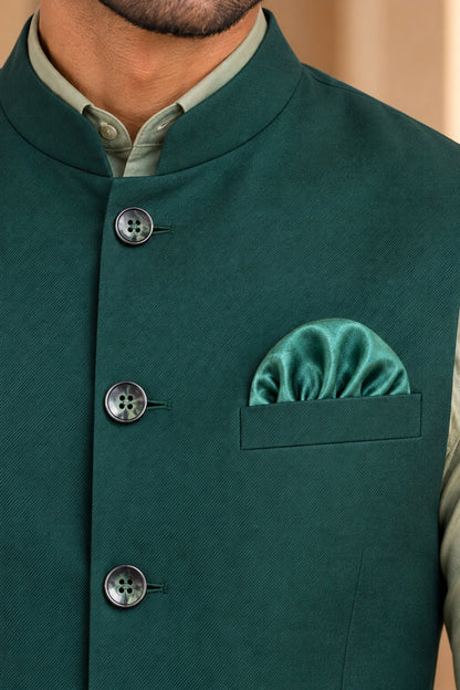 Men’s Bottle Green Nehru Jacket Bundi