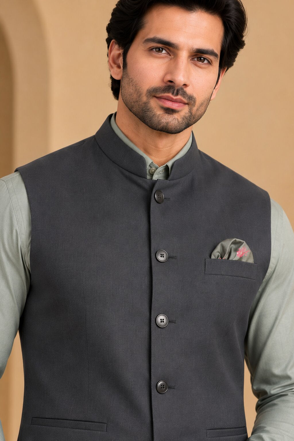Men’s Grey Nehru Jacket Bundi