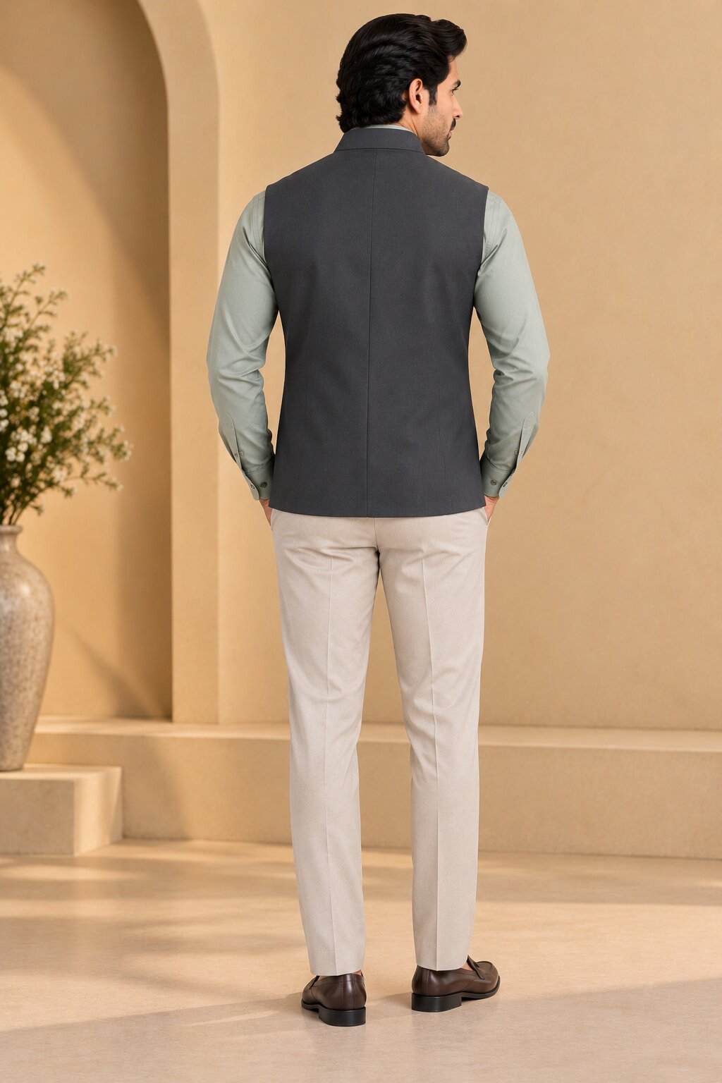 Men’s Grey Nehru Jacket Bundi