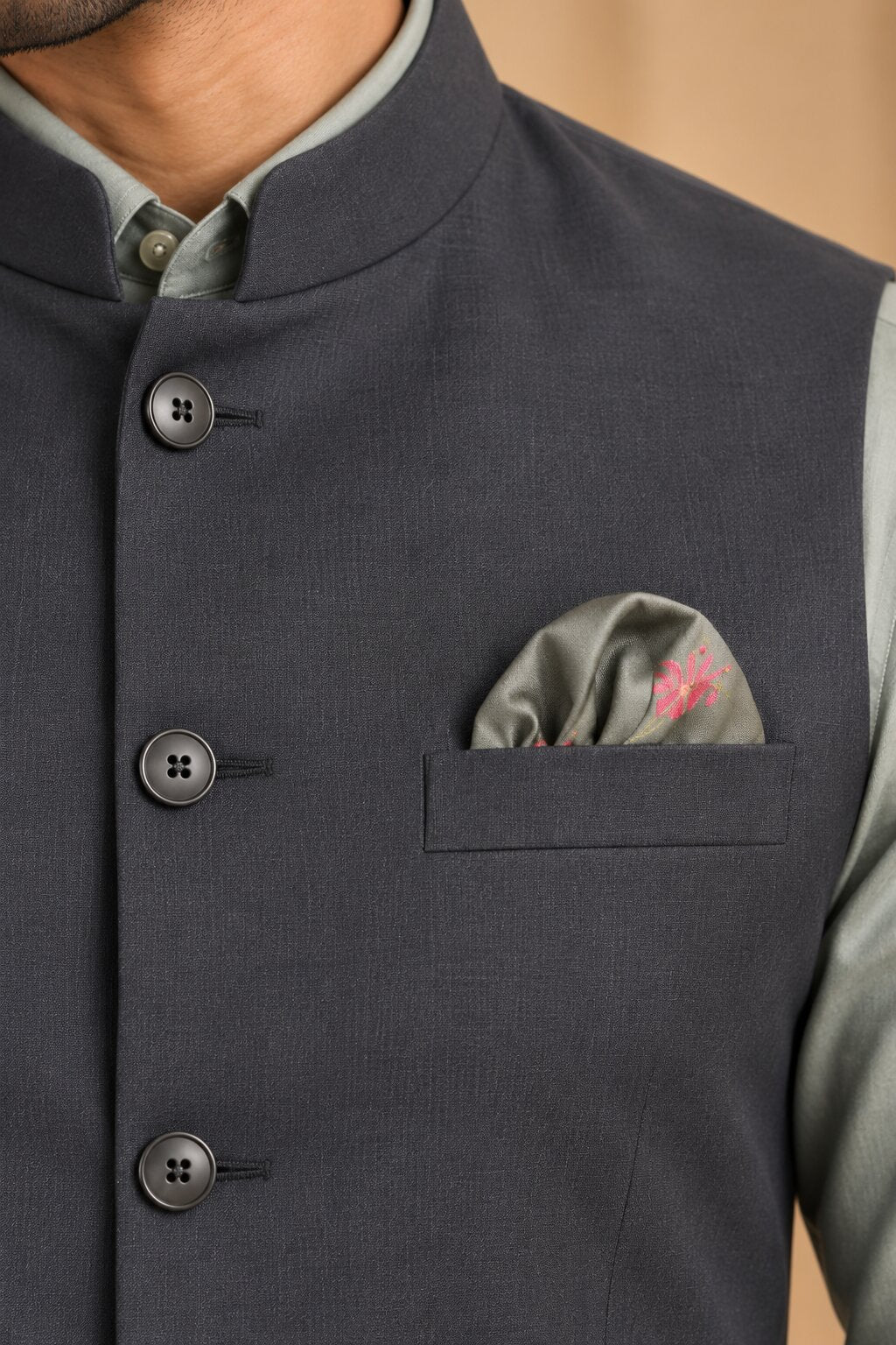 Men’s Grey Nehru Jacket Bundi