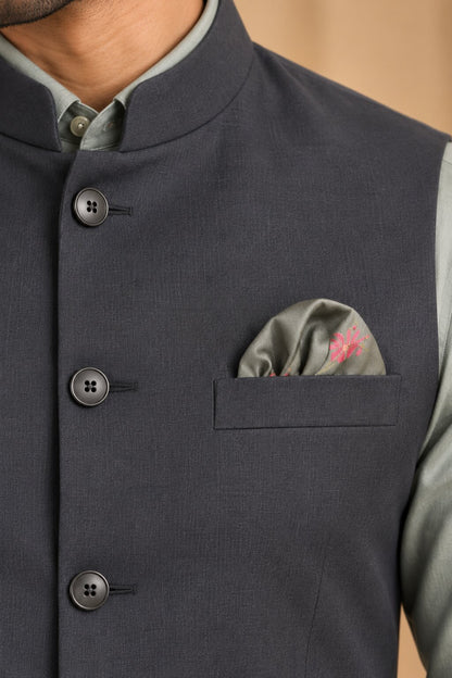 Men’s Grey Nehru Jacket Bundi