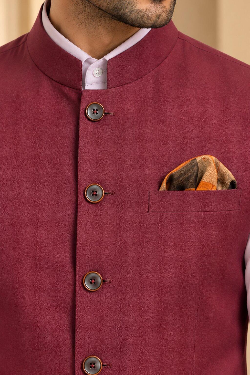 Men’s Maroon Nehru Jacket Bundi