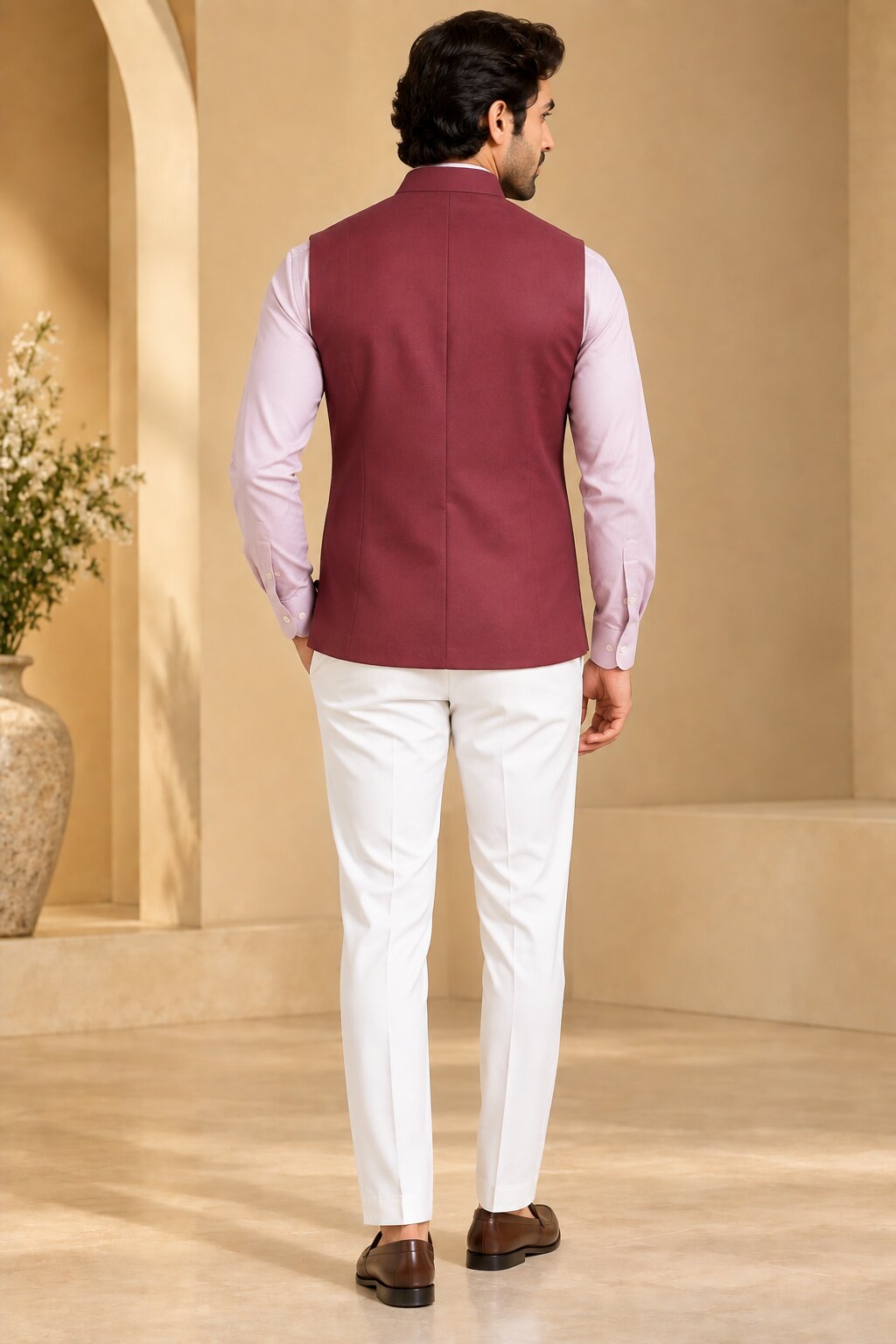 Men’s Maroon Nehru Jacket Bundi