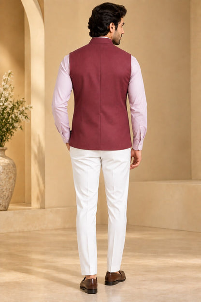 Men’s Maroon Nehru Jacket Bundi