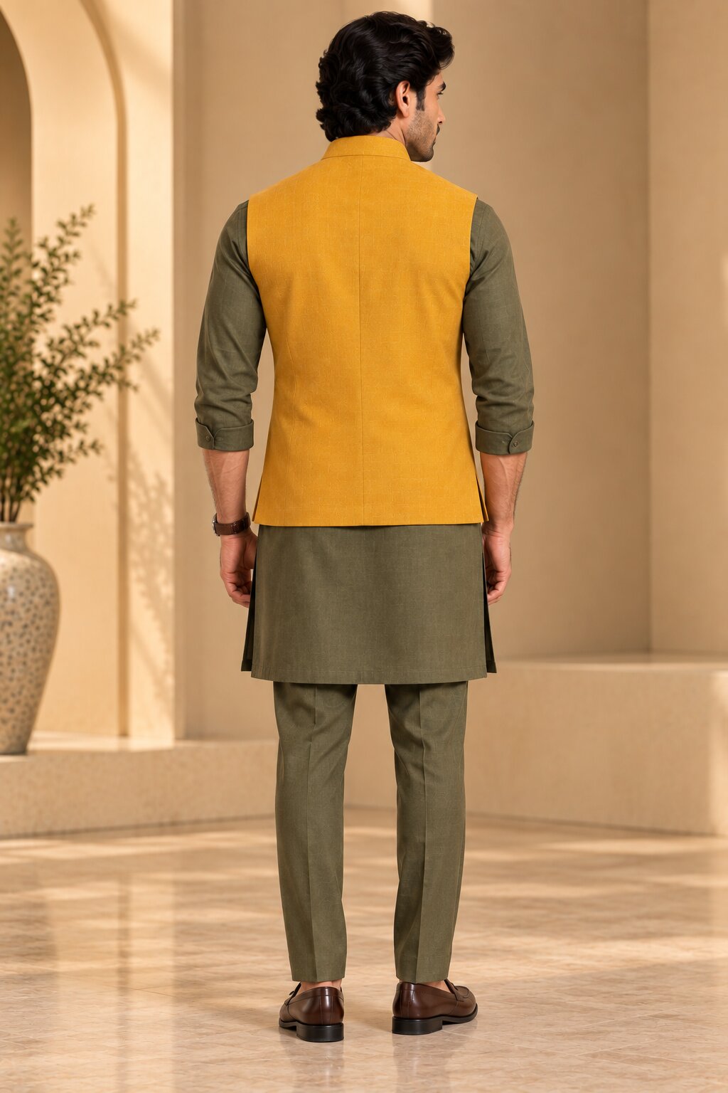 Men’s Yellow Nehru Jacket Bundi