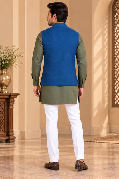 Men’s Rama Blue Nehru Jacket Bundi
