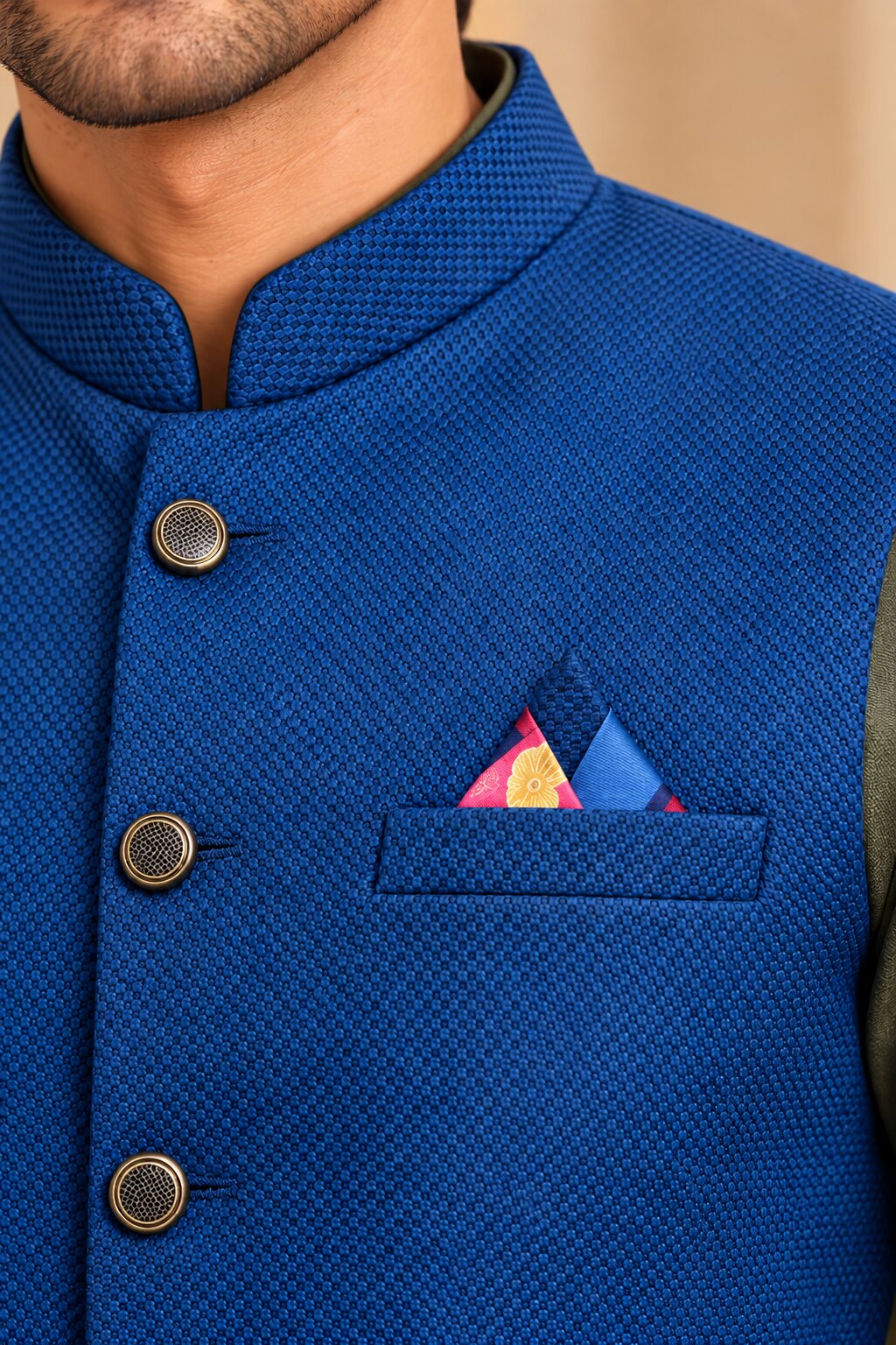 Men’s Rama Blue Nehru Jacket Bundi