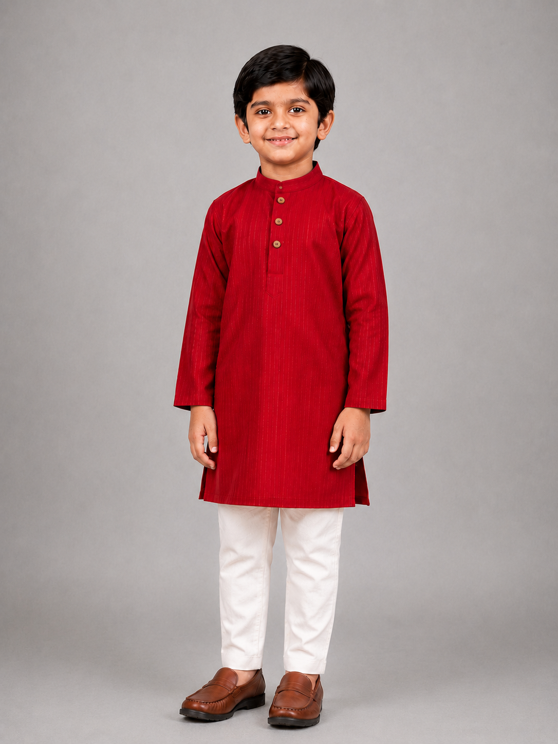 Kids Red Kurta Pajama Set