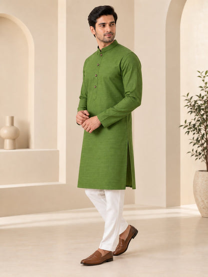Cotton Kurta - Mehandi Green WKRA138