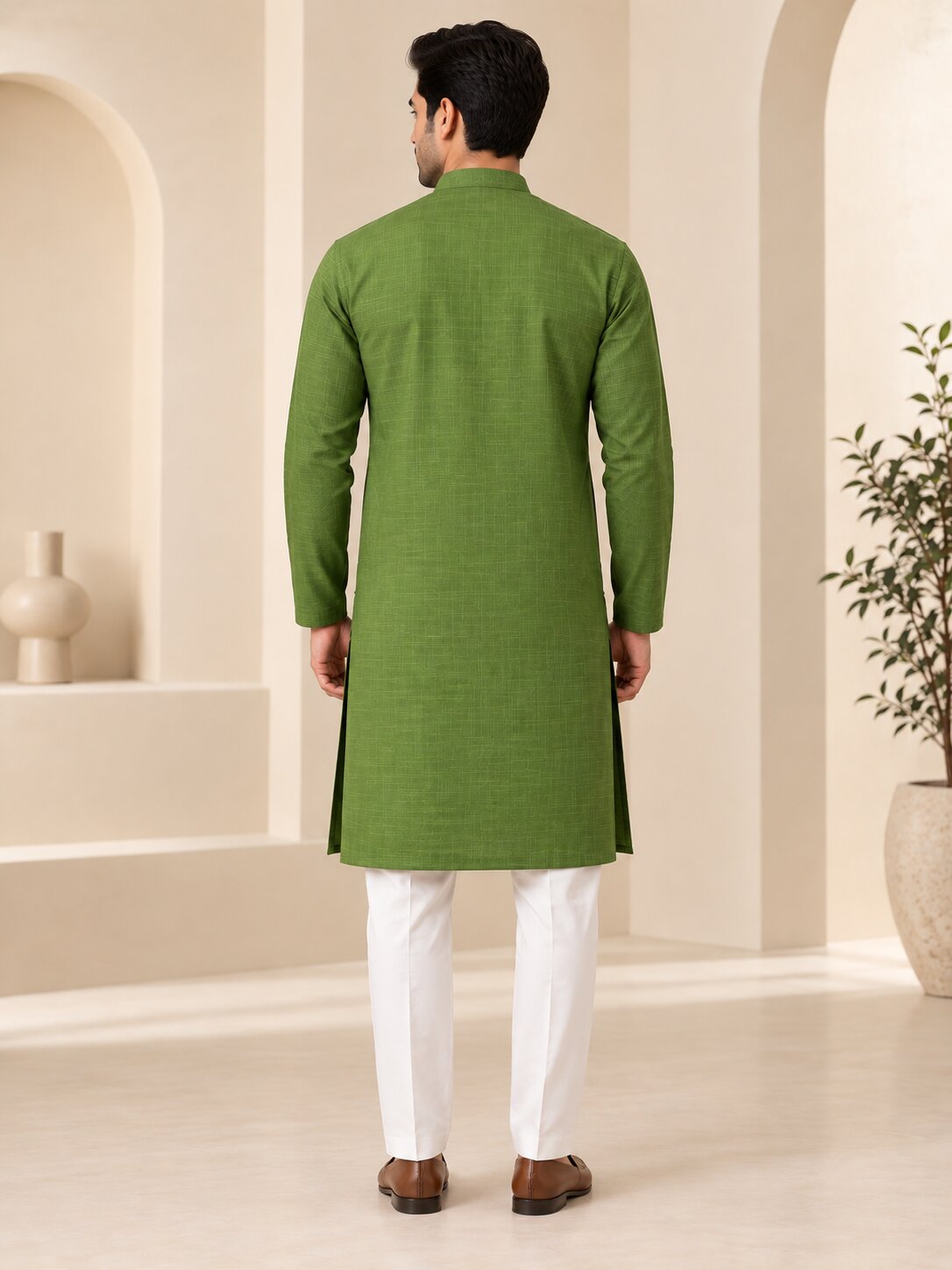 Cotton Kurta - Mehandi Green WKRA138