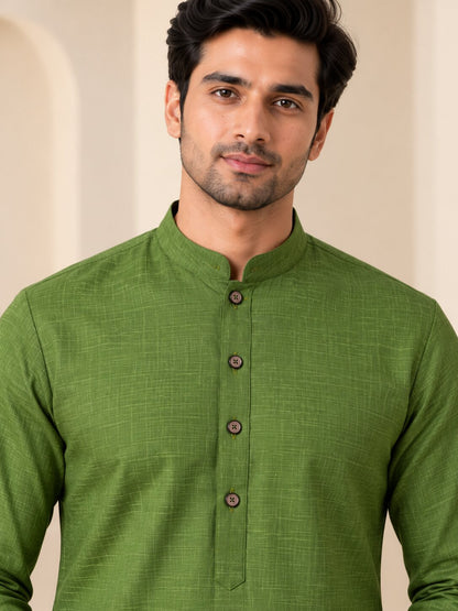 Cotton Kurta - Mehandi Green WKRA138