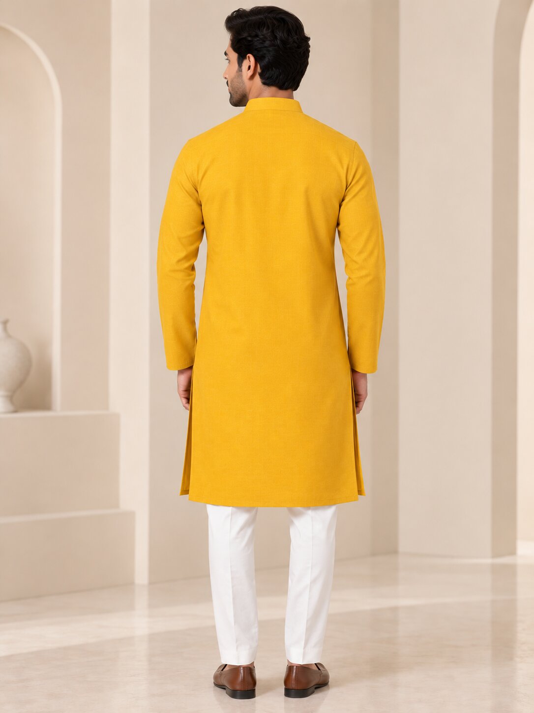 Cotton Kurta - Yellow-GKRJ87