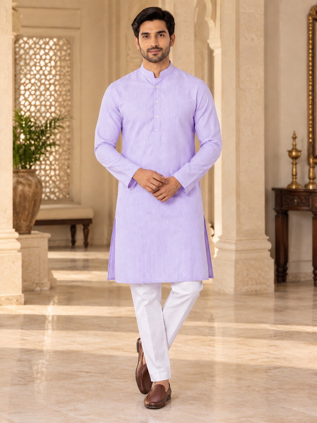Cotton Kurta - Lavender-ZKRJ232