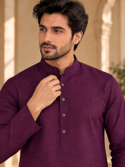 Cotton Kurta - Magenta-GKRJ87