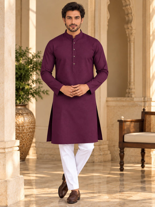 Cotton Kurta - Magenta-GKRJ87