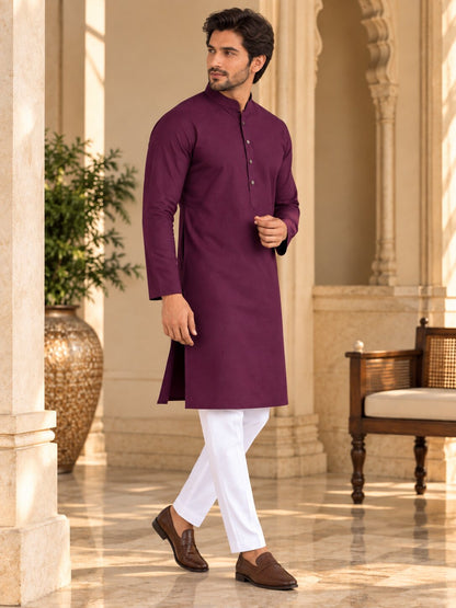Cotton Kurta - Magenta-GKRJ87
