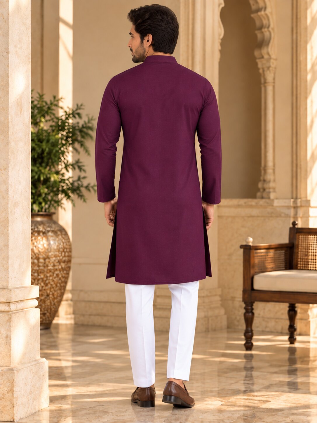 Cotton Kurta - Magenta-GKRJ87