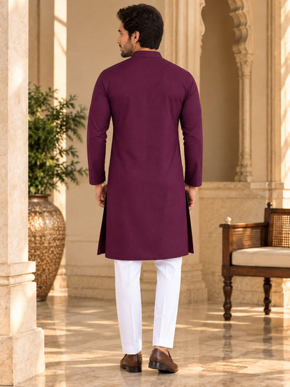 Cotton Kurta - Magenta-GKRJ87