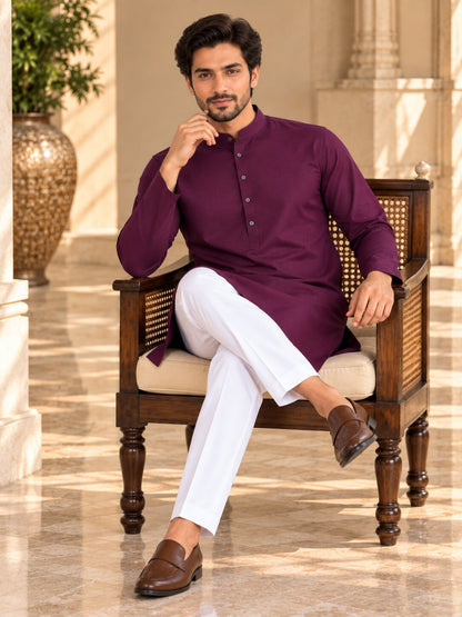 Cotton Kurta - Magenta-GKRJ87